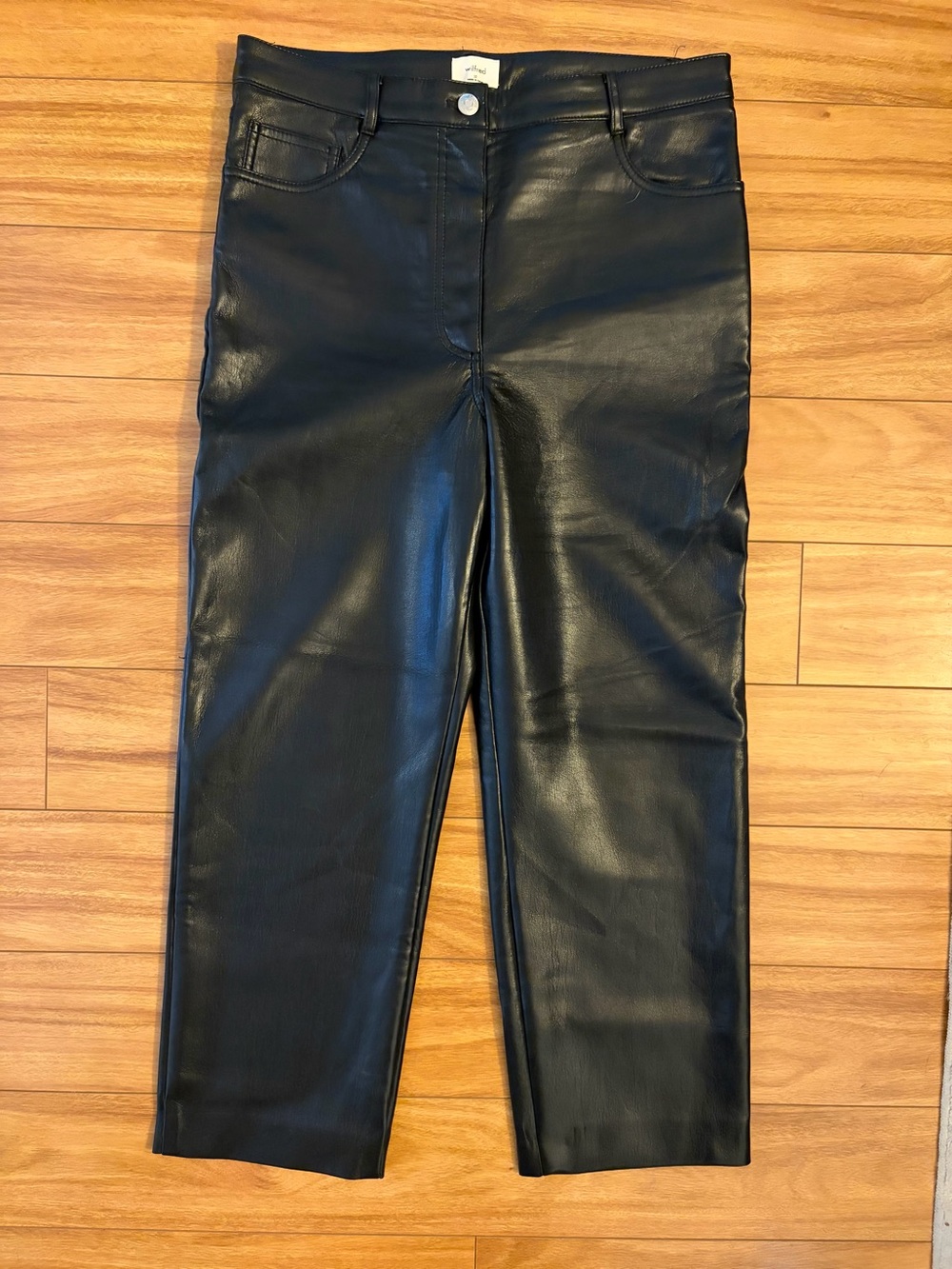 Aritzia Wilfred Melina black faux leather high-rise straight-leg pants